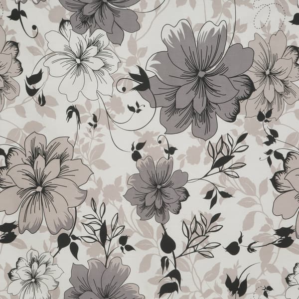 Satin sengetøj FORÅR 160x200 Eurofirany hvid grafit beige sorte blomster