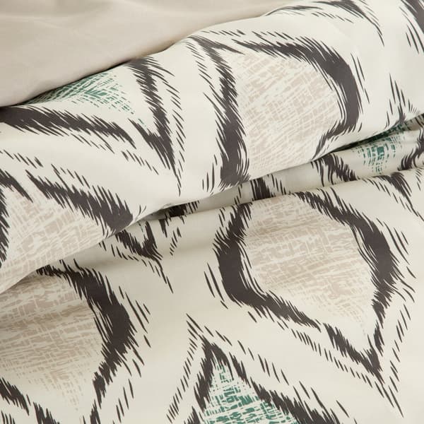 Satin sengetøj FORÅR 160x200 Eurofirany beige cremegrøn geometri etno