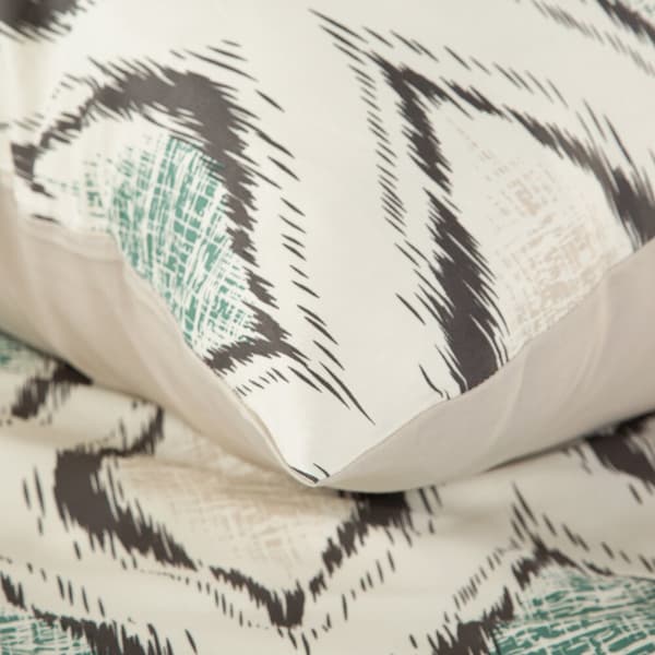 Satin sengetøj FORÅR 160x200 Eurofirany beige cremegrøn geometri etno