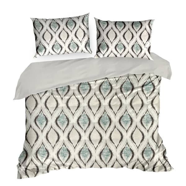 Satin sengetøj FORÅR 160x200 Eurofirany beige cremegrøn geometri etno