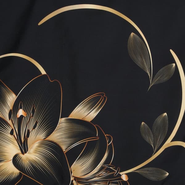 VICTORIA12 160x200 Eurofirany makosatin sengetøjssæt sort guld geometri blomster
