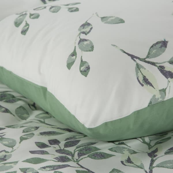 Sängkläder i bomull CLARISSA 200x220 Design91 vita gröna kvistar