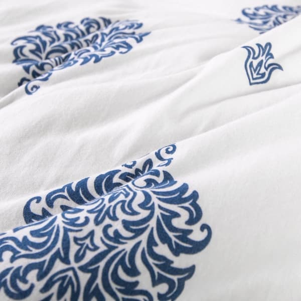 Jersey sängkläder 160x200 JERSEYLOVE vita marinblå geometriska ornament