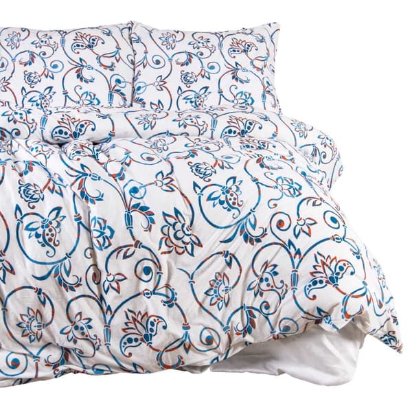 Jersey sengetøj 200x220 JERSEYLOVE hvide farverige paisley blomster