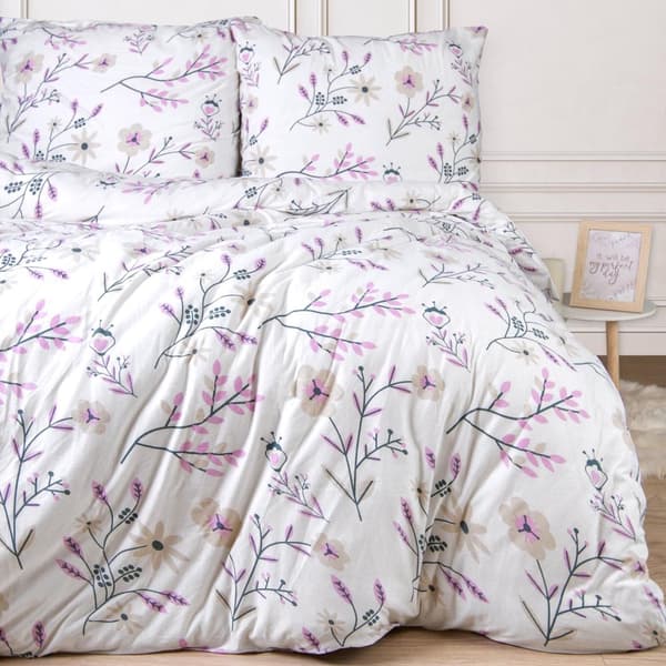 Jersey sengetøj 200x220 JERSEYLOVE hvide blomsterkviste