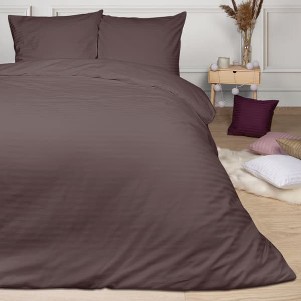 Puuvillasatiini vuodevaatteet damasti 160x200 ruskea