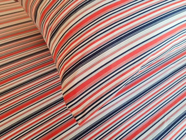 Jersey sengetøj 160x200 orange navy creme striber