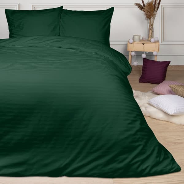 Sängkläder i bomull satin damast 180x200 mörkgrön