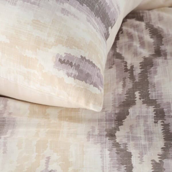 NIKA satin sängkläder 200x220 Eurofirany beige sand stål geometri etno