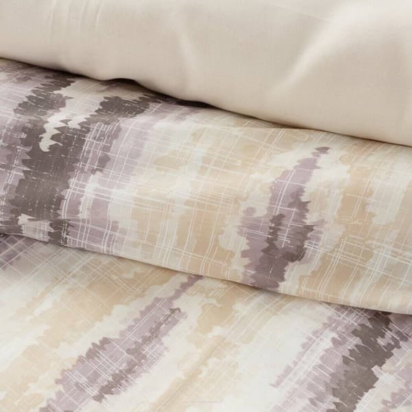 NIKA satin sängkläder 200x220 Eurofirany beige sand stål geometri etno