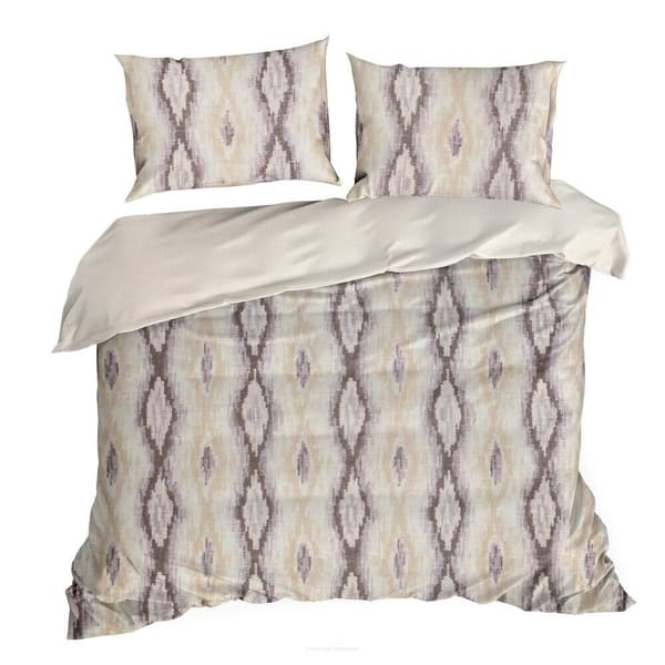 NIKA satin sängkläder 200x220 Eurofirany beige sand stål geometri etno