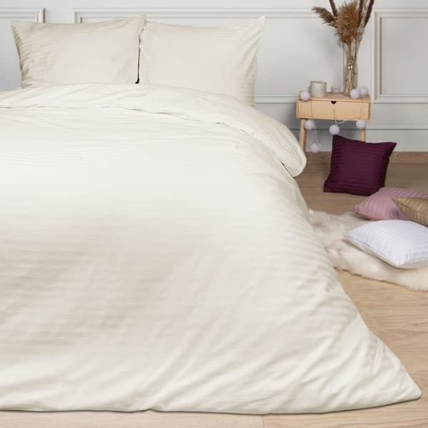 Sengetøj satin bomuld damask 180x200 creme