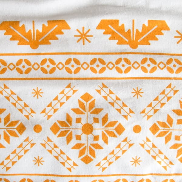 Flanell sengetøj 160x200 Darymex hvid orange med geometriske snefnug