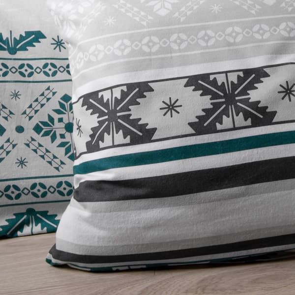 Flanell sängkläder 160x200 Darymex vit turkos med geometriska snöflingor