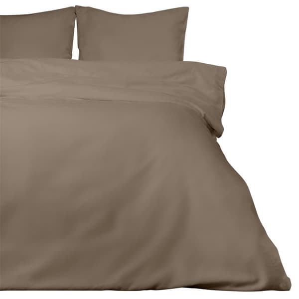 Sängkläder i bomullsatin 160x200 enfärgad mörkbeige