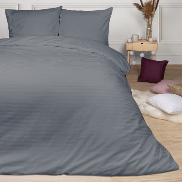 Bomuld satin sengetøj damask 140x200 antracit