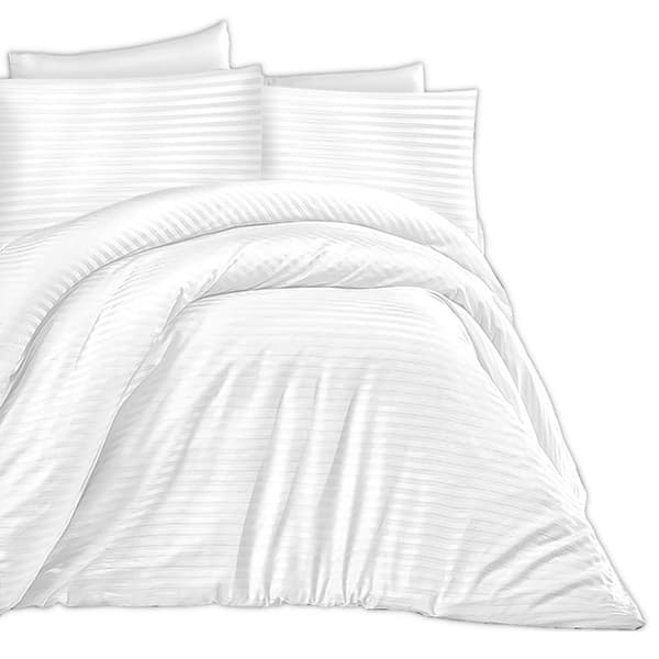 Bomuld satin damask sengetøj 160x200 hvid