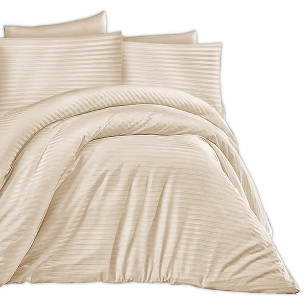 Sängkläder i bomull satin damast 200x220 cappuccino