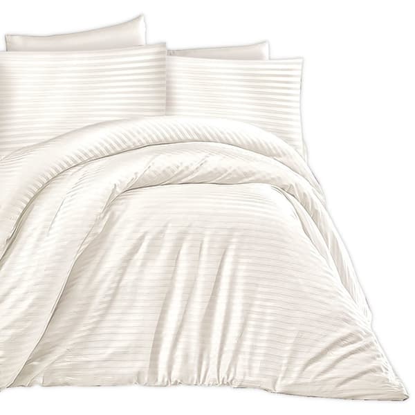 Sengetøj satin bomuld damask 200x220 creme