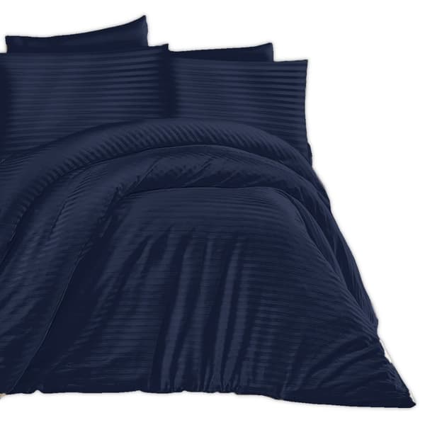 Sängkläder i bomull satin damast 200x220 mörkblå