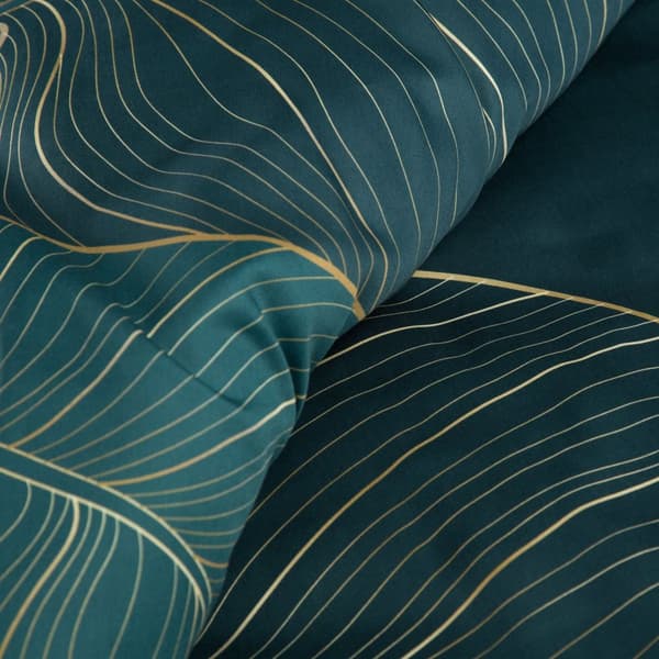 Satin sengetøj PREMIUM 160x200 Eurofirany turkis/guld blade