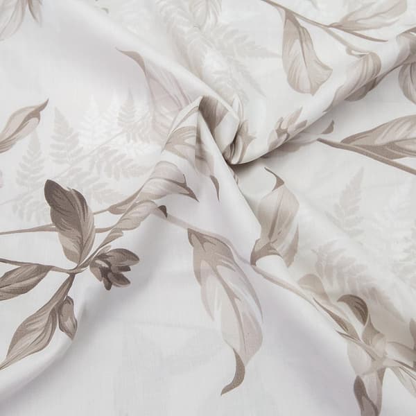 Bomuld satin sengetøj MASS 160x200 LUKSUS beige brune blomster