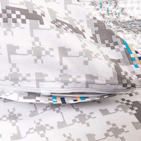 Puuvillaiset vuodevaatteet 160x200 COTTONLOVE valkoinen harmaa ruutu