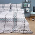 Pikkukuva 1 / 3: Puuvillaiset vuodevaatteet 160x200 COTTONLOVE valkoinen harmaa ruutu