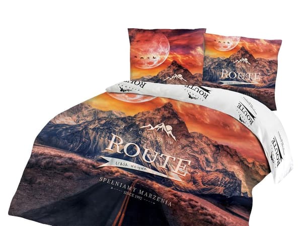 Bomuld sengetøj 160x200 PANELOVE ungdom orange farverig naturskøn rute