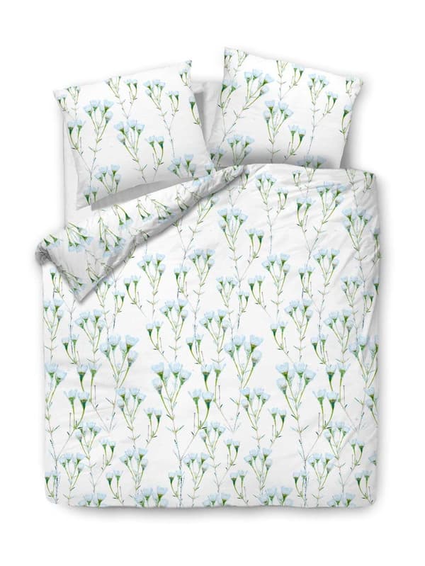 Puuvillaset vuodevaatteet 220x200 COTTONLOVE valkoisia herkkiä luonnonkukkia