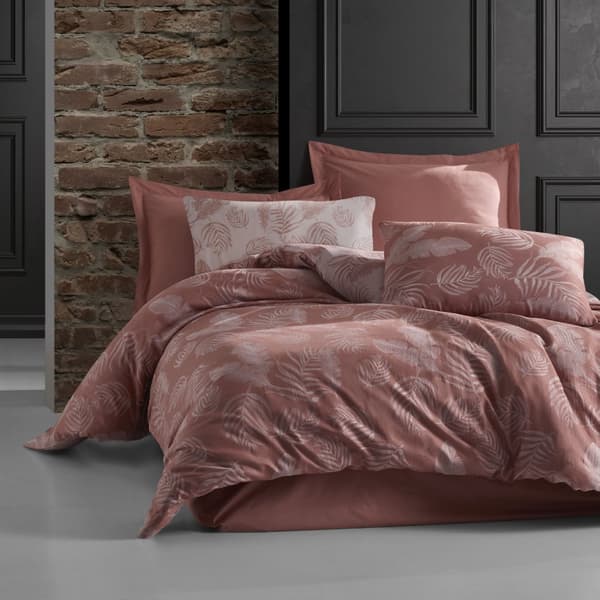 Bomullssängkläder BAHAMA PUDRA 220x200 COTTONLOVE JACQUARD rosa bladmönster