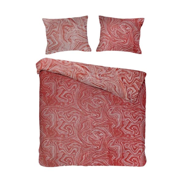 Puuvillaiset vuodevaatteet MARBLE TERRA 220x200 COTTONLOVE JACQUARD punainen aaltokuvio