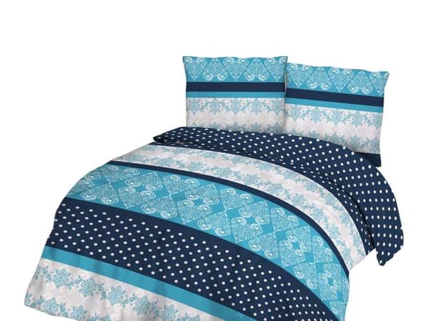 Sängkläder i bomullsatin 220x200 SATYNLOVE marinblå prickar