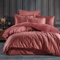 Pikkukuva 1 / 7: Vuodevaatteet puuvillasatiini jacquard ARATA 220x200 JACQUARD punaiset lehdet