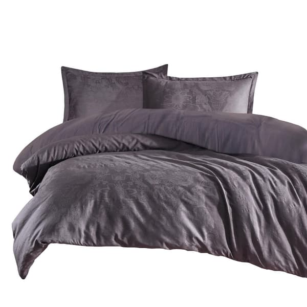 Bomull satin jacquard sängkläder ARVEN 220x200 JACQUARD lila blommig prydnad