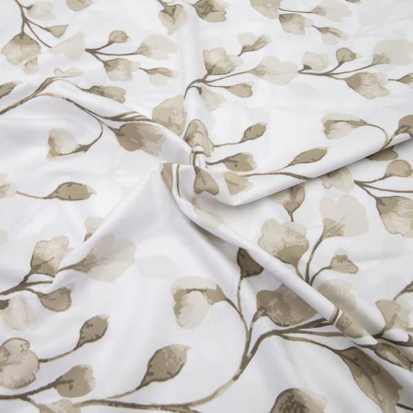 Bomuld satin sengetøj PUHA 220x200 LUKSUS hvide beige blomster