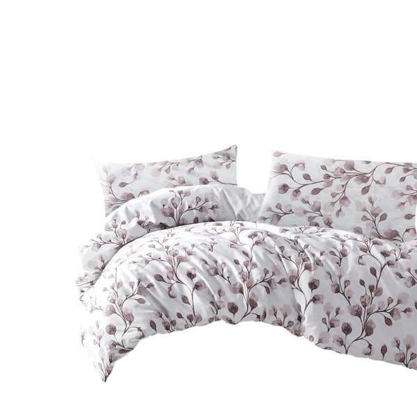 Sängkläder i bomull satin PUHA 220x200 LYX vita rosa blommor