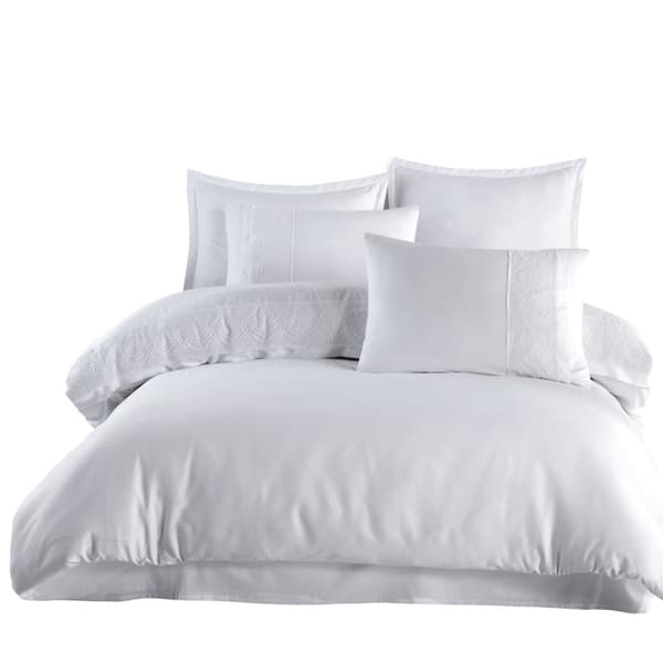 Bomuld satin sengetøj VALINOR 220x200 LUKSUS hvid med guipure