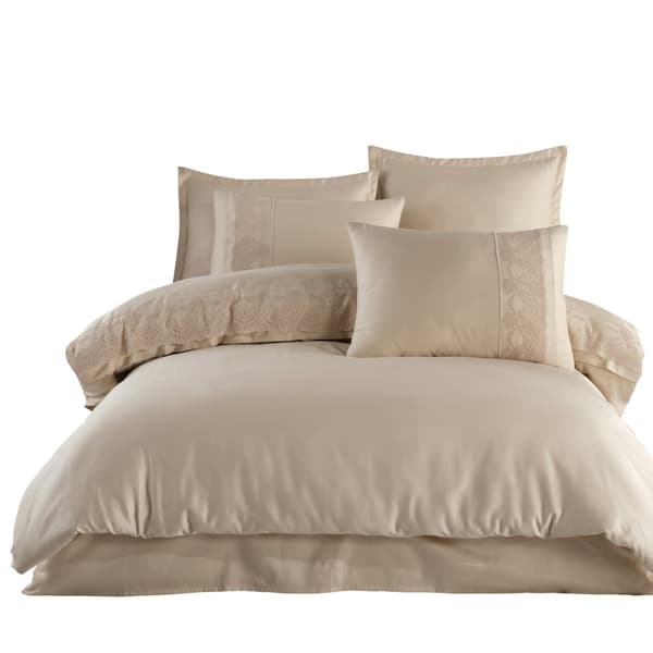 Puuvillasatiini vuodevaatteet VALINOR 160x200 LUXURY beige guipurella