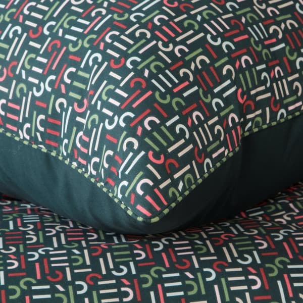 Puuvillaiset vuodevaatteet ESPRIT 200x220 Eurofirany pullo vihreä geometrinen heitto