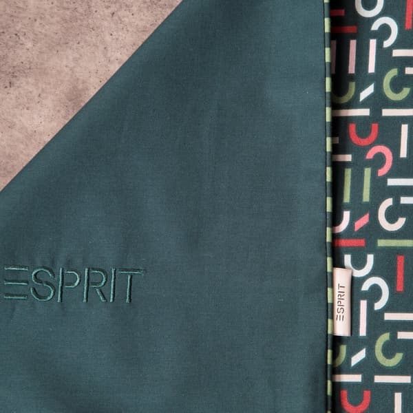 Puuvillaiset vuodevaatteet ESPRIT 200x220 Eurofirany pullo vihreä geometrinen heitto