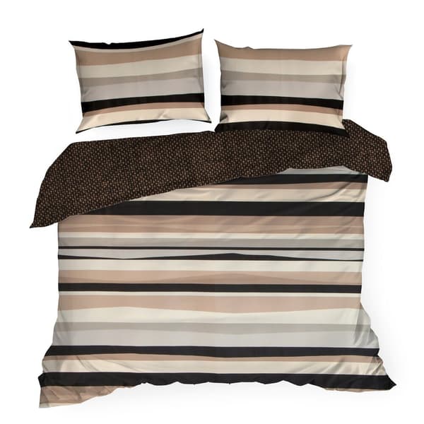 Satin sängkläder ESPRIT 200x220 Eurofirany beige bruna ränder