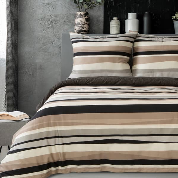 Satin sengetøj ESPRIT 200x220 Eurofirany beige brune striber