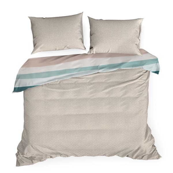 Satiiniset vuodevaatteet ESPRIT 200x220 Eurofirany mintun beige pinkki raidat