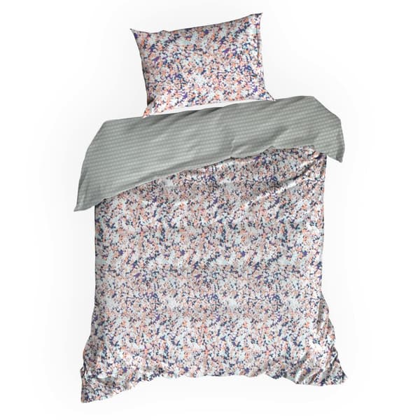 Satin sengetøj ESPRIT 160x200 Eurofirany mynteorange med blomster + geometrisk pynt