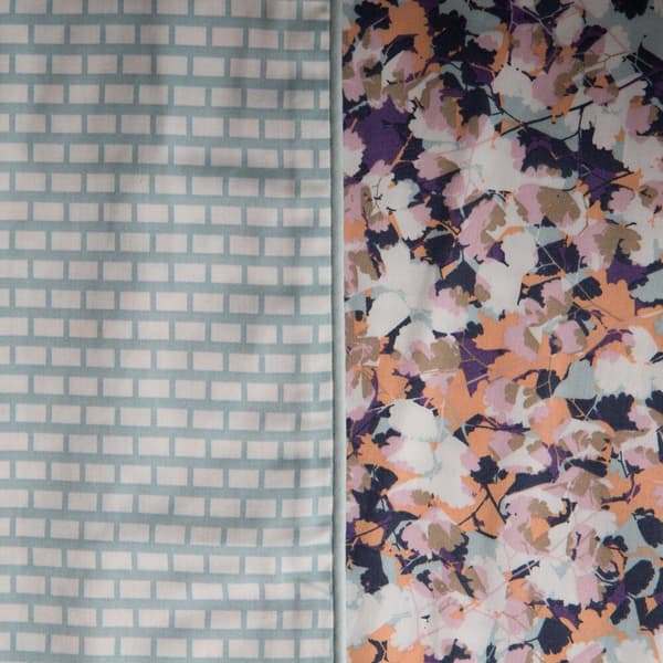 Satin sengetøj ESPRIT 160x200 Eurofirany mynteorange med blomster + geometrisk pynt