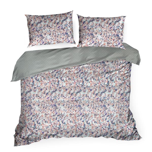Satin sengetøj ESPRIT 160x200 Eurofirany mynteorange med blomster + geometrisk pynt