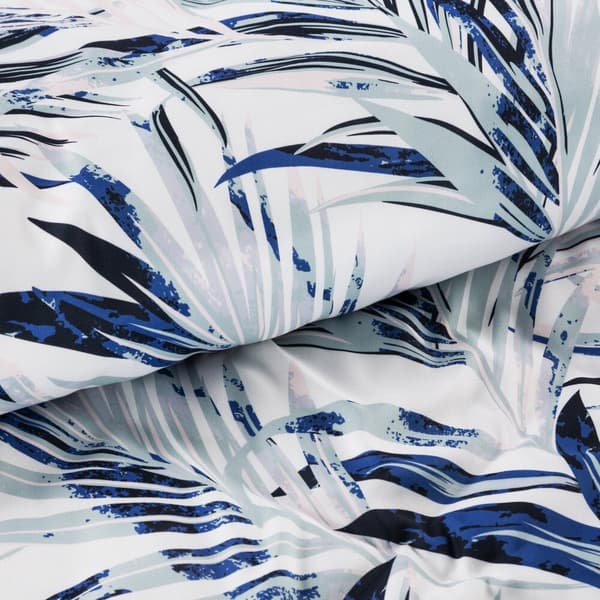 Vuodevaatteet ALANA 160x200 Design91 valkoinen sininen palmulehtiä