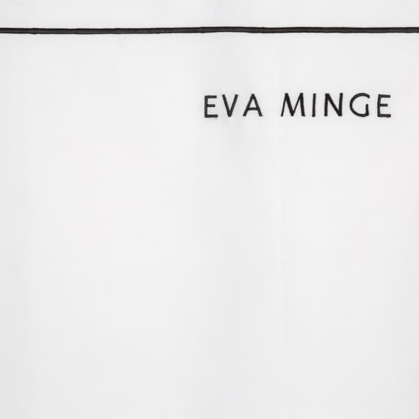 EVA satiini vuodevaatteet 160x200 Eva Minge Eurofirany valkoinen musta brodeerattu putket + logo