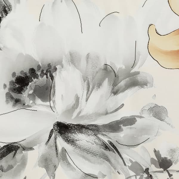 Satin sängkläder PREMIUM19 200x220 Eurofirany vitt te grå stora blommor